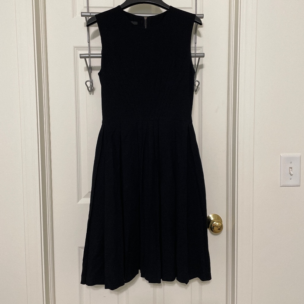 Les Copains Black Virgin Wool Blend Pleated Fit‎ & Flare Dress Size 38 IT